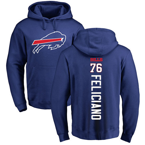 Men NFL Buffalo Bills #76 Jon Feliciano Royal Blue Backer Pullover Hoodie Sweatshirt